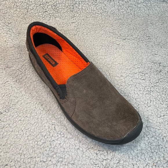 CROCS Shoes - Crocs AnyWeather Womens 10 Suede Loafer Leather Comfort Slip On Shoe Brown